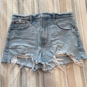 Distressed Light Blue Denim Shorts